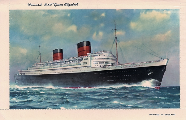 RMS Queen Elizabeth 1938 picture postcard to send from the ship