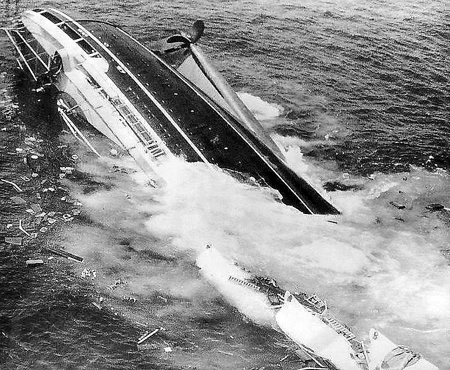 SS Andrea Doria on her side
