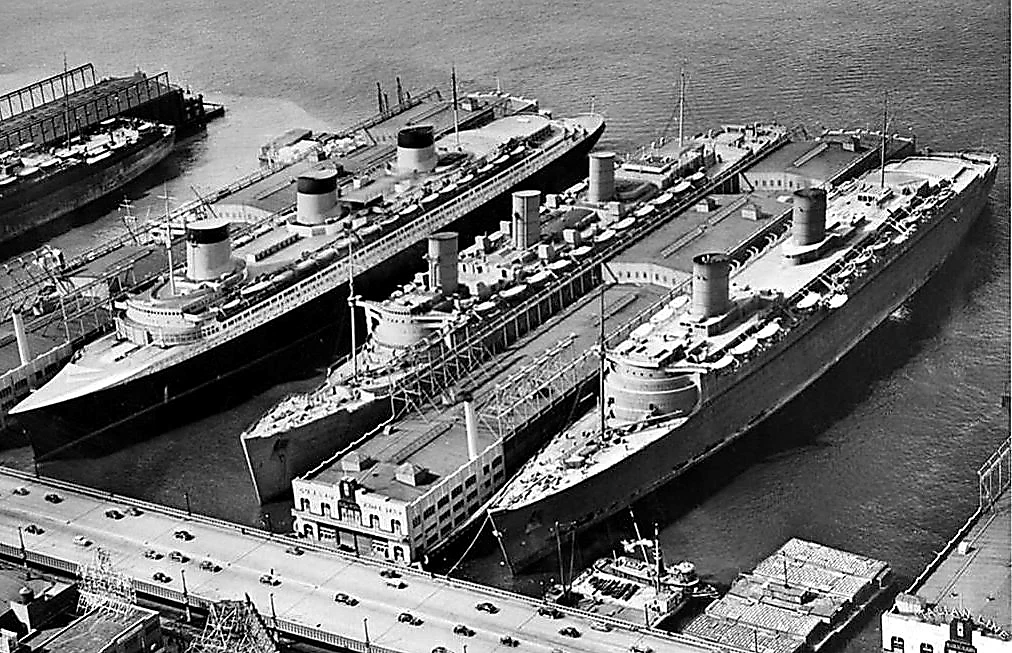 SS Normandie, RMS Queen Mary and RMS Queen Elizabeth at New York March 1940