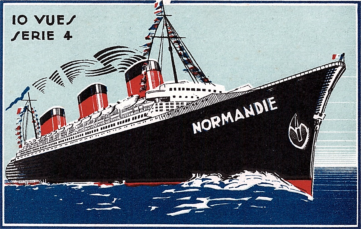 SS Normandie Souvenir Postcard Pack La Cigogne, Paris Edition