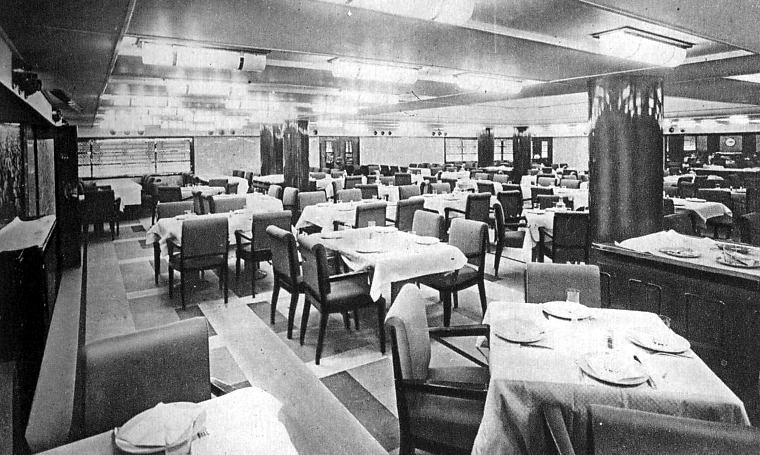 SS Normandie Third Class Dining Room