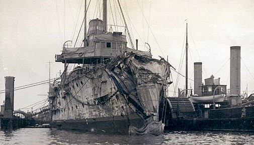 HMS Hawke after collision with RMS Olympic