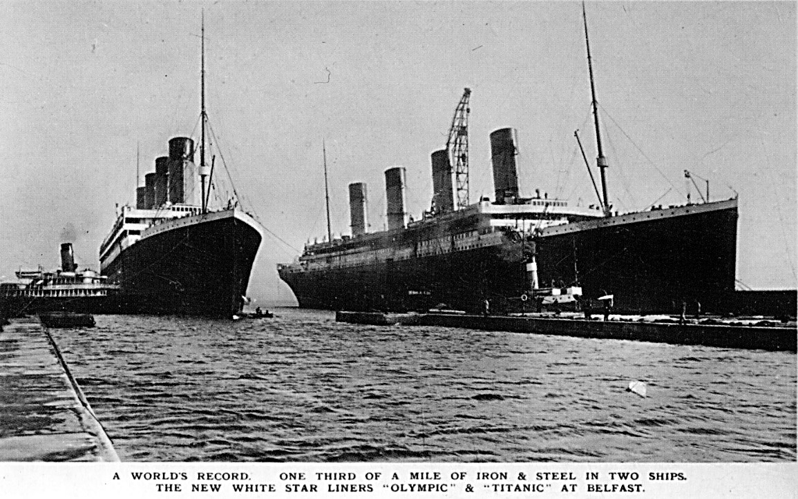 RMS Titanic and RMS Olympic at Belfast c.1911