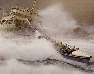 Lifeboat trying to reach the HMHS Rohilla 20 October 1914