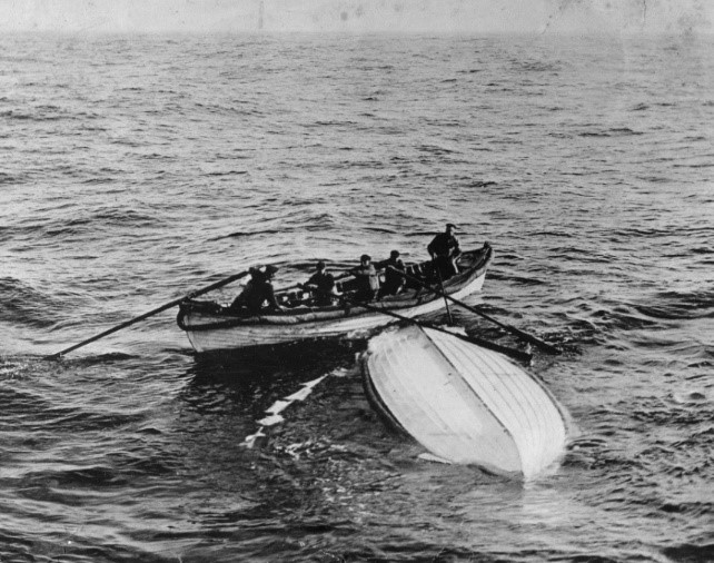 Collapsible Boat B from RMS Titanic is found by the Cable ship Mackay-Bennett
