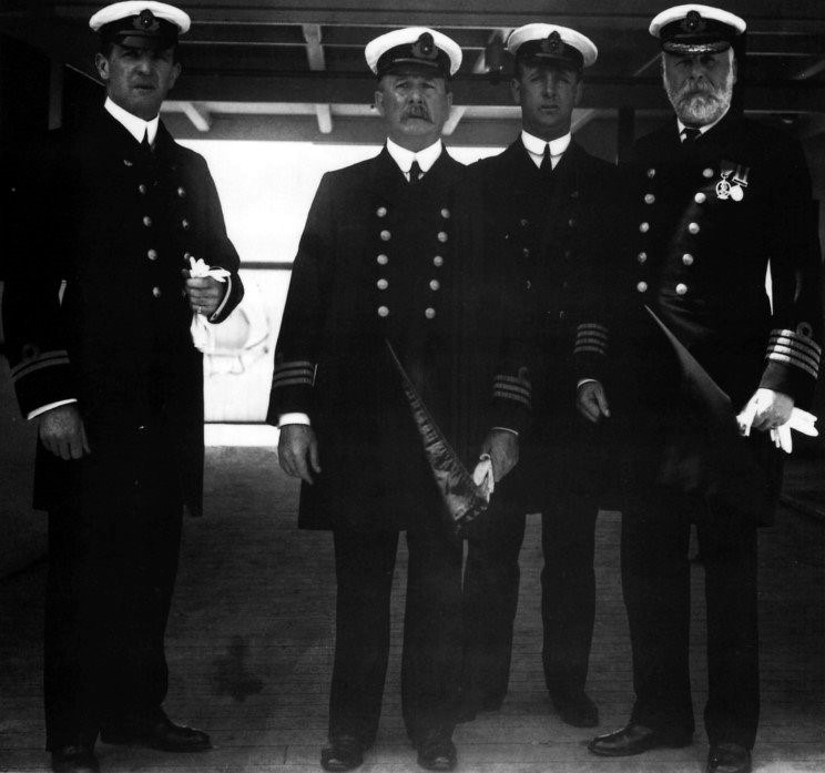 First Officer William M Murdoch, Chief Officer Joseph Evans, Fourth Officer David Alexander and Captain Edward J. Smith