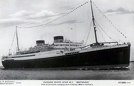 MV Britannic Postcard (c. 1930s)