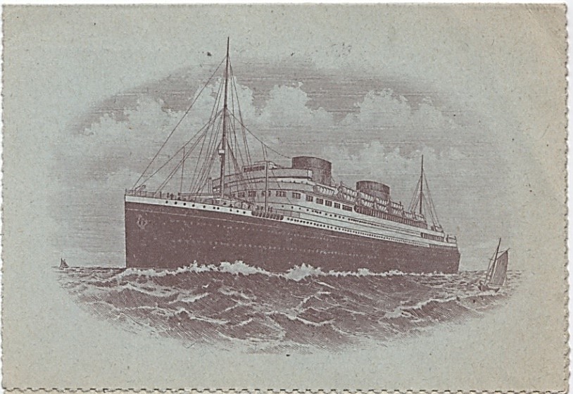 MV Georgic (1931) pictured on front of the ship’s note paper