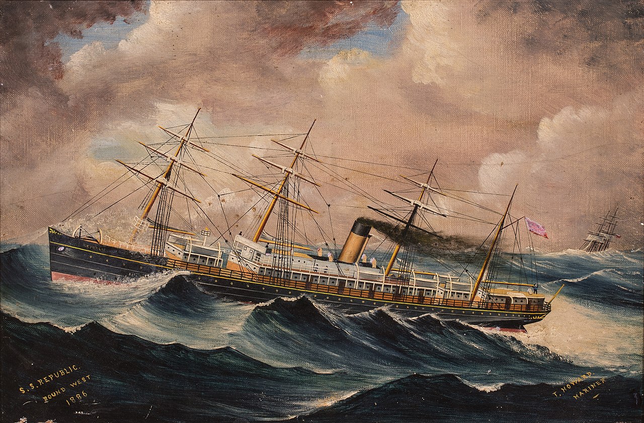 SS Republic, Bound West, 1886, by T. Howard